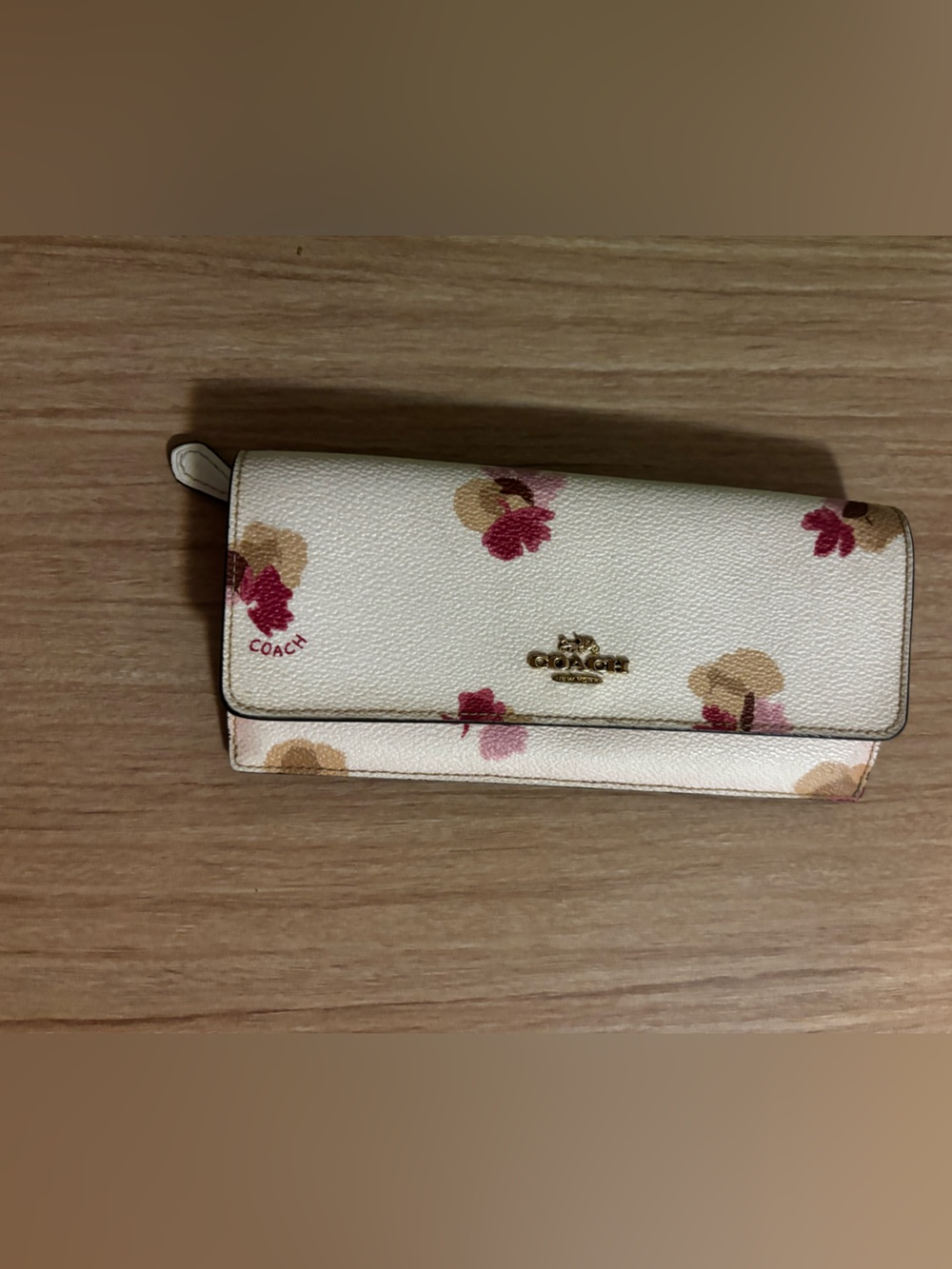 Coach Floral Slim Envelope Wallet White Pink Print Long Wallet
